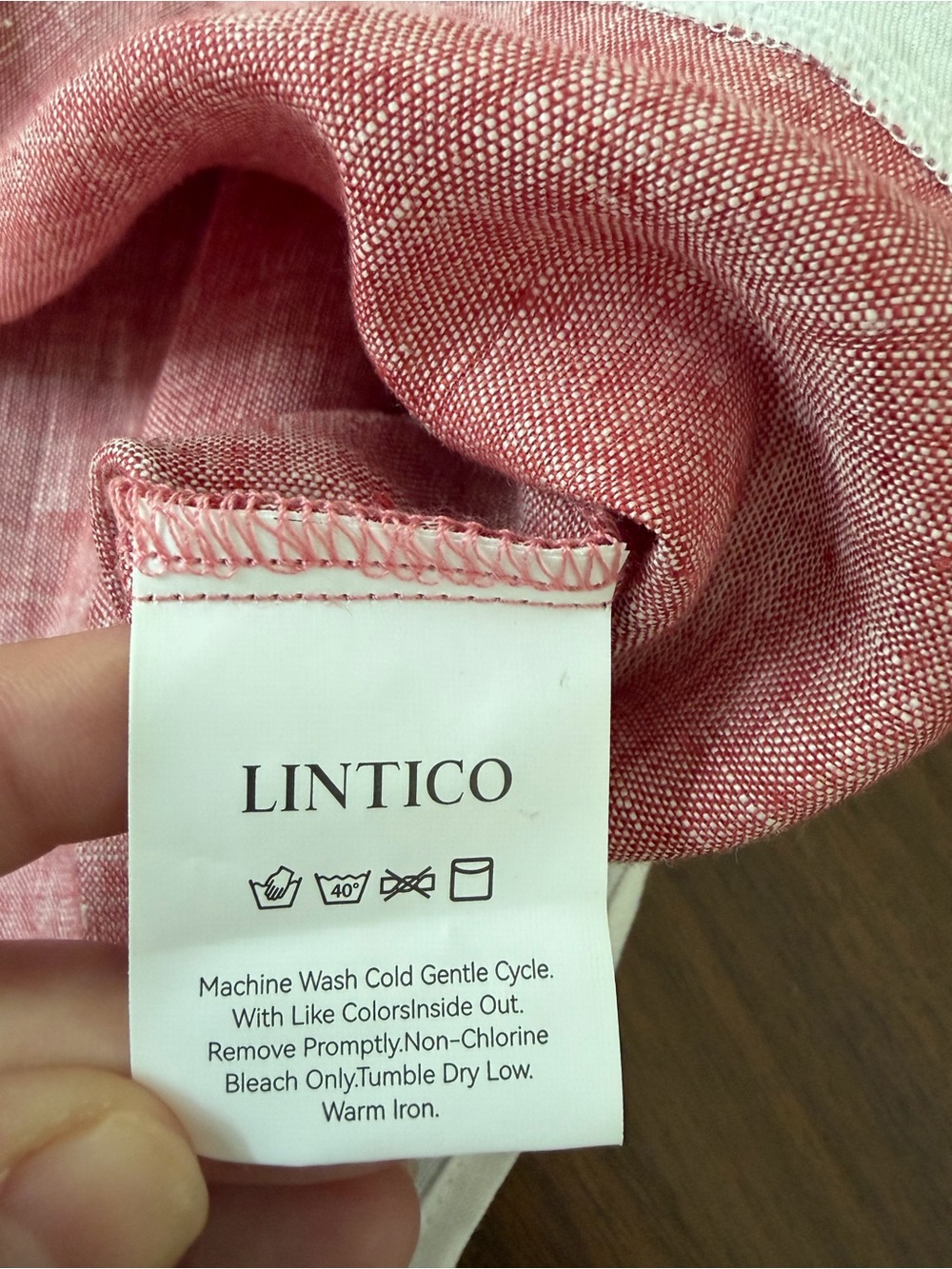 Lintico 100% Linen Buttoned Closure Color-Blocked Shirt Denim Rose M Luxury NWT - Picture 9 of 10